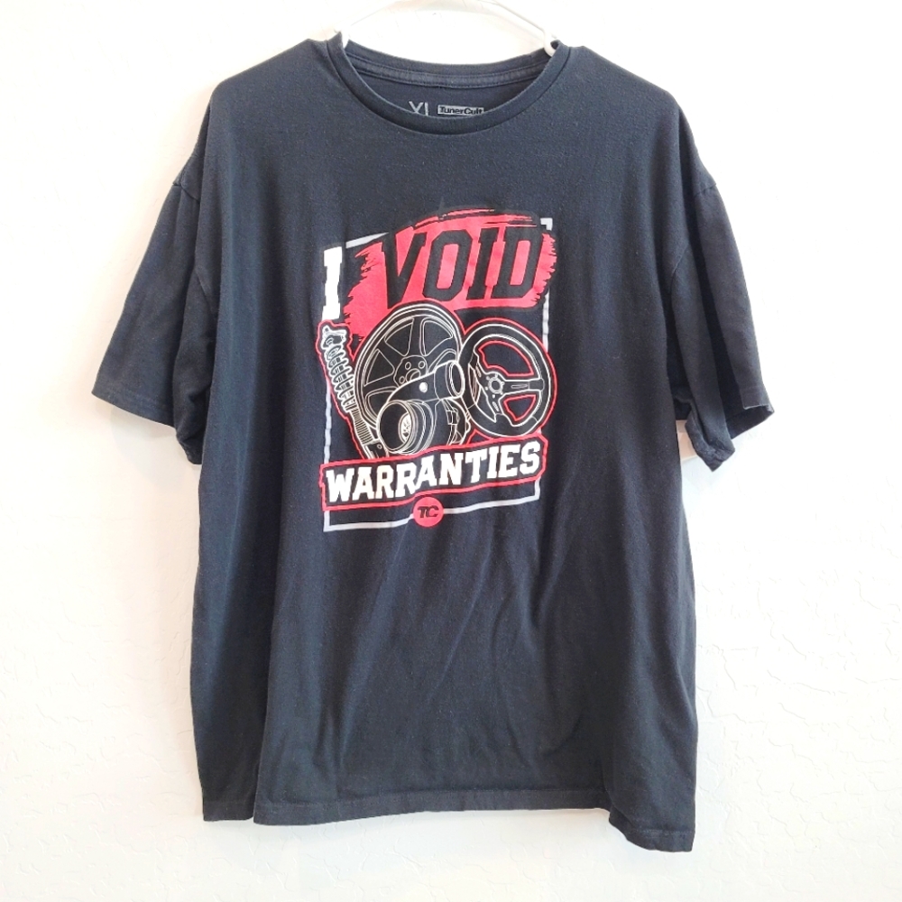 TunerCult "Void Warranty" Black Graphic Tee Short Sleeves Men's Size XL